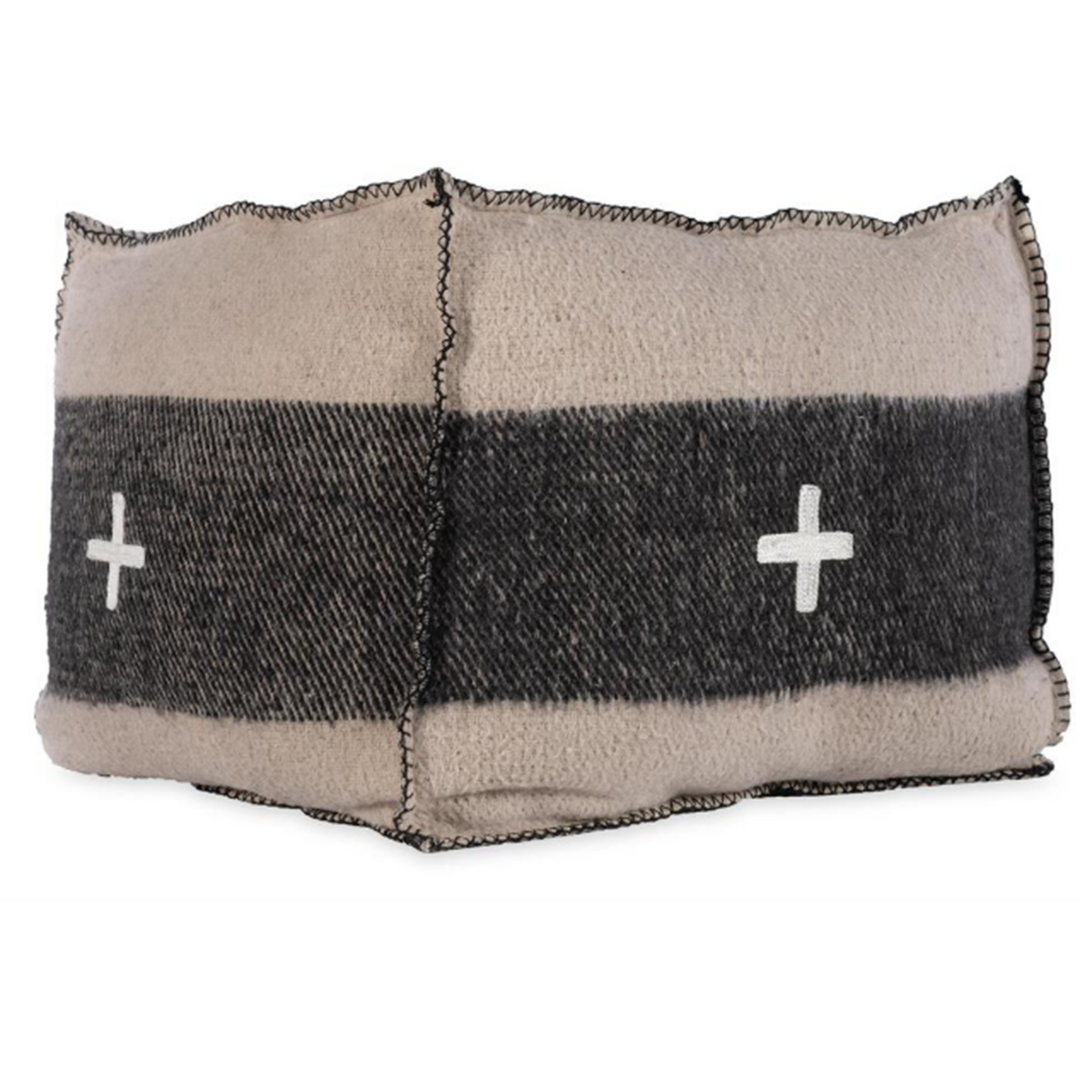 18" x 18" Pouf -  Cream/Black