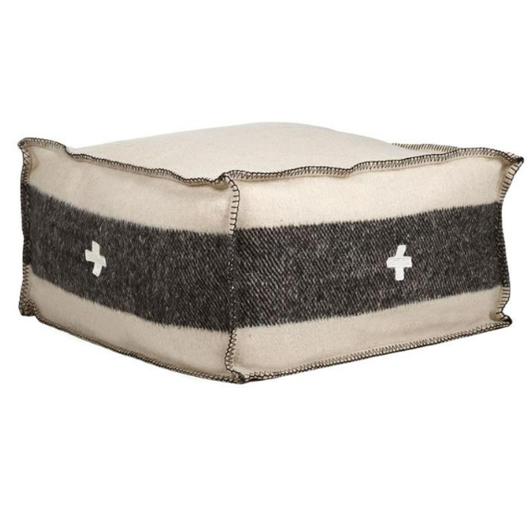 24" x 24" Pouf -  Cream/Black