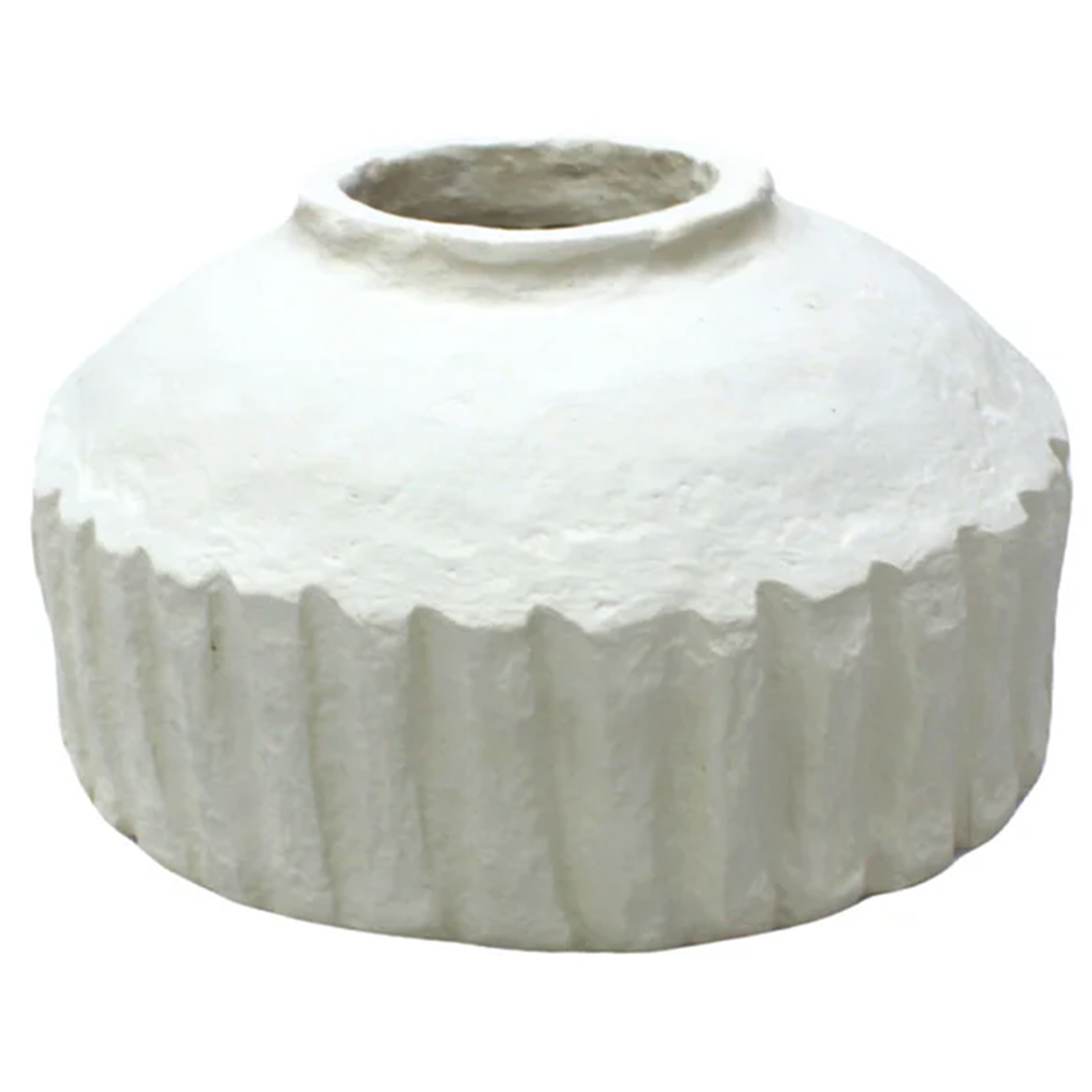 Paper Mache Ribbed Vase - Short