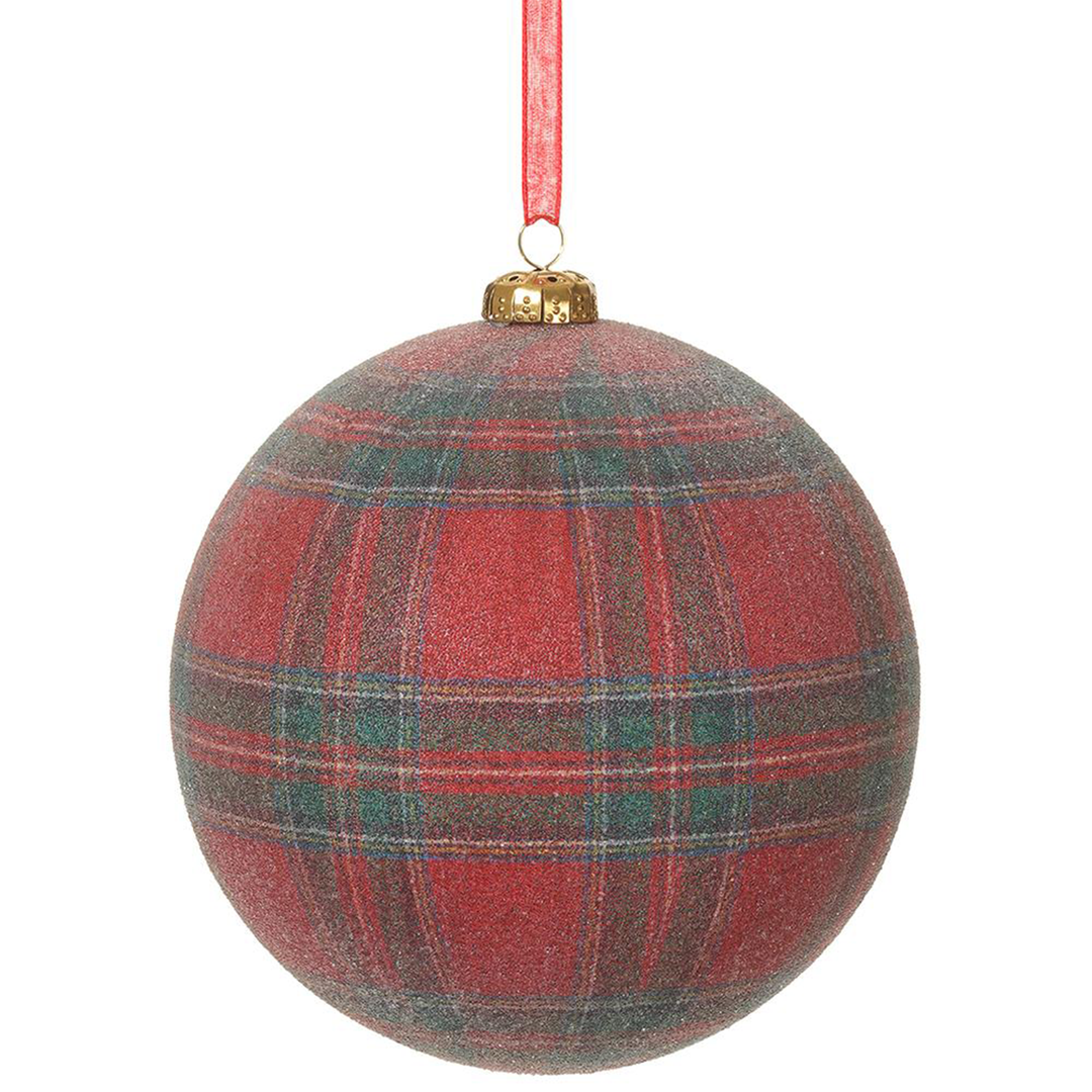 8" Glitter Plaid Ball Ornament
