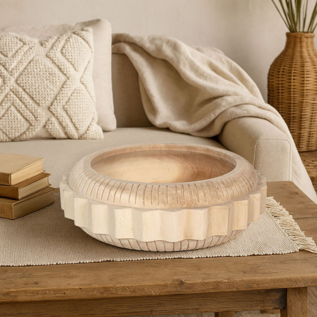 Geometric Wooden Bowl