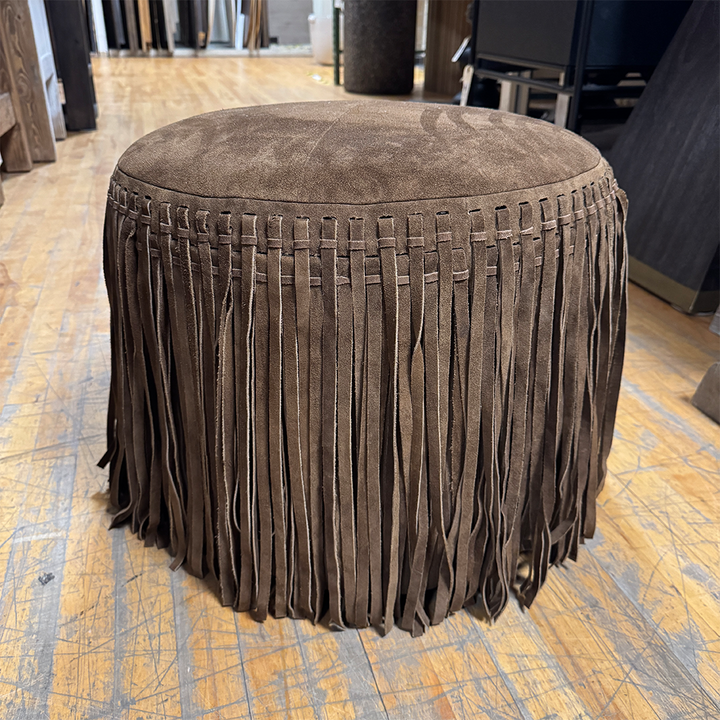 Fringe Pouf- Dark Brown