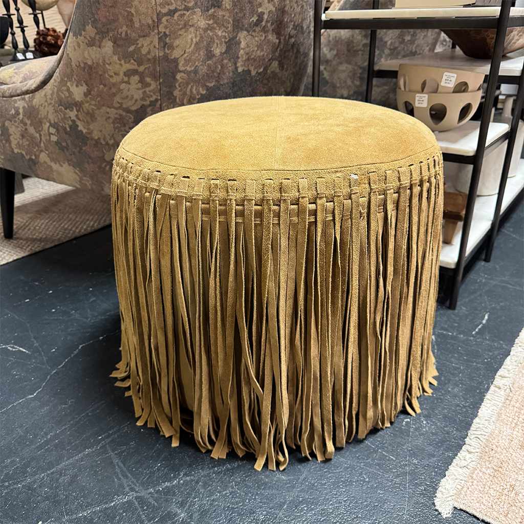 Fringe Pouf- Light Brown