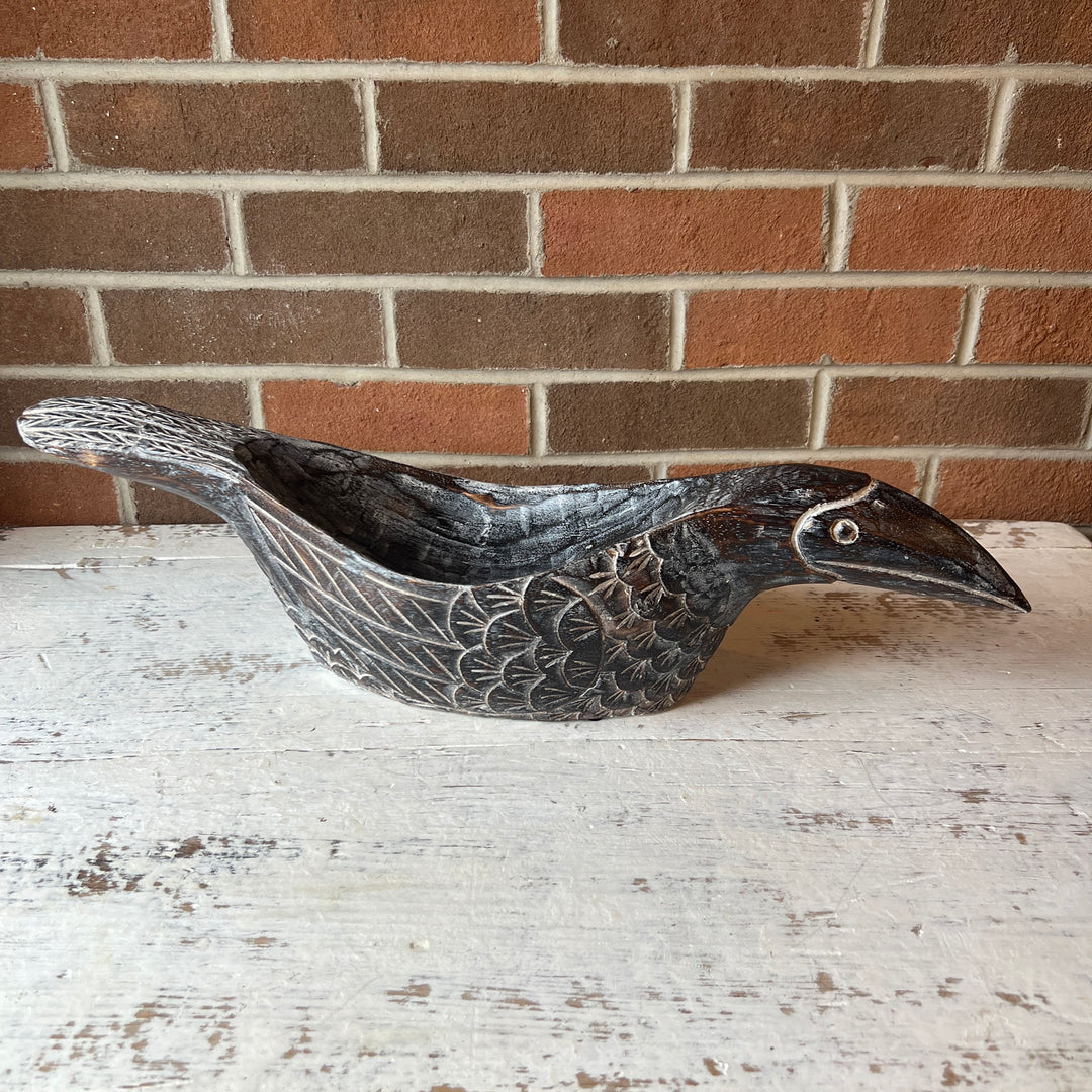 Carved Wooden Bird Bowl