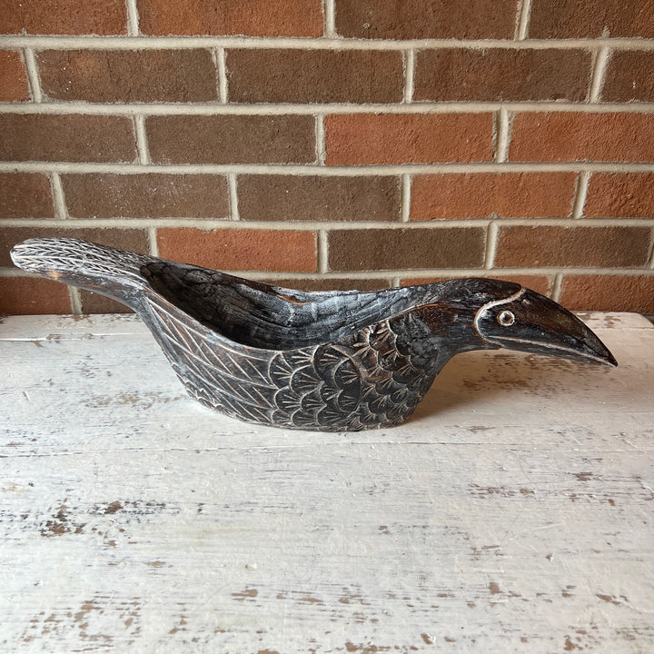 Carved Wooden Bird Bowl