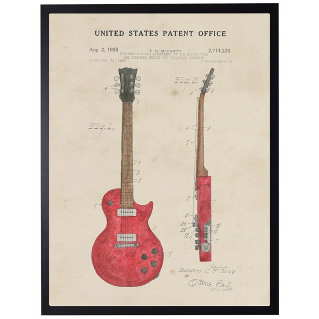 Watercolor Red Guitar